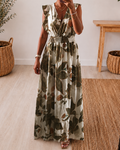 Robe florale kaki