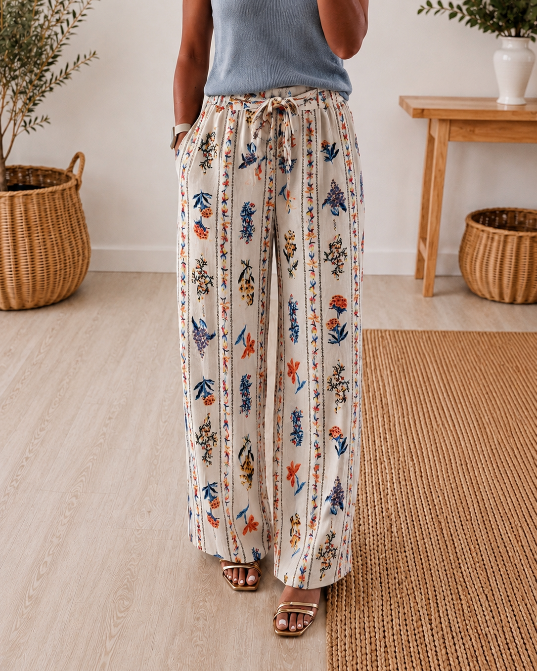 Pantalon fluide imprimé fleuri