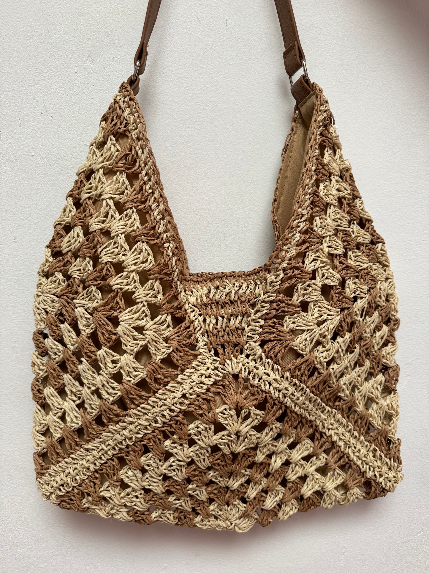 Sac tressé beige