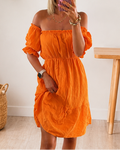 Orange Nora dress in cotton gauze