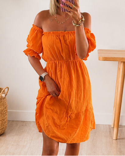 Oranges Nora Kleid aus Baumwollgaze